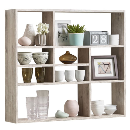 FMD Wall-mounted Shelf with 9 Compartments Sand Oak