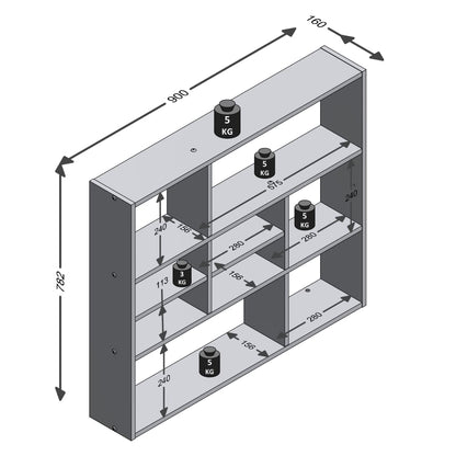 FMD Wall-mounted Shelf with 9 Compartments Sand Oak