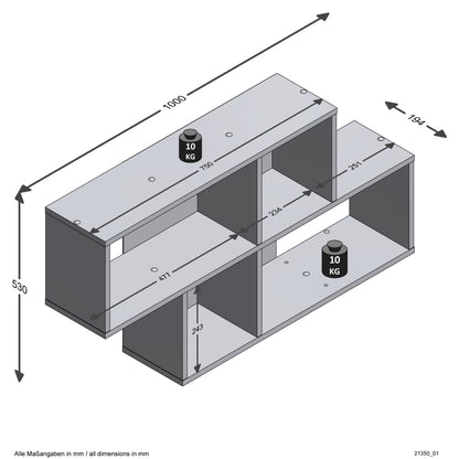 FMD Wall-mounted Shelf with 4 Compartments Sand Oak