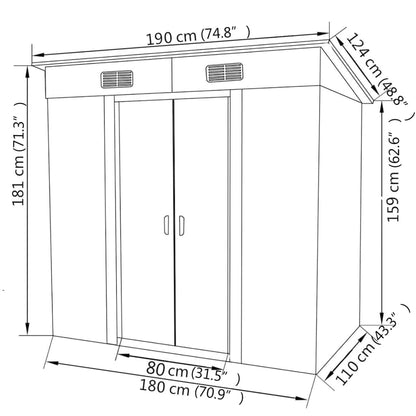 Garden Shed Green Metal