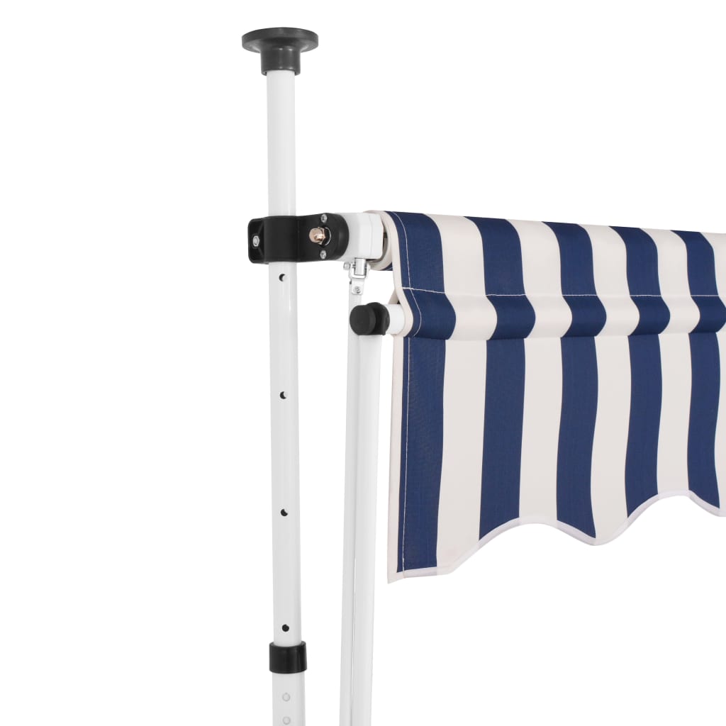 Manual Retractable Awning 350 cm Blue and White Stripes