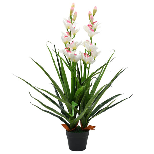 Artificial Cymbidium Orchid Plant with Pot 100 cm Green