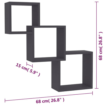 Cube Wall Shelf Grey 68x15x68 cm Engineered Wood