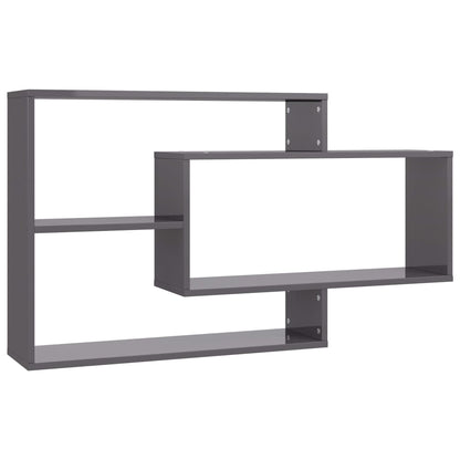 Wall Shelf High Gloss Grey 104x20x58.5 cm Engineered Wood