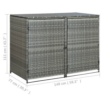 Double Wheelie Bin Shed Poly Rattan Anthracite 148x77x111 cm