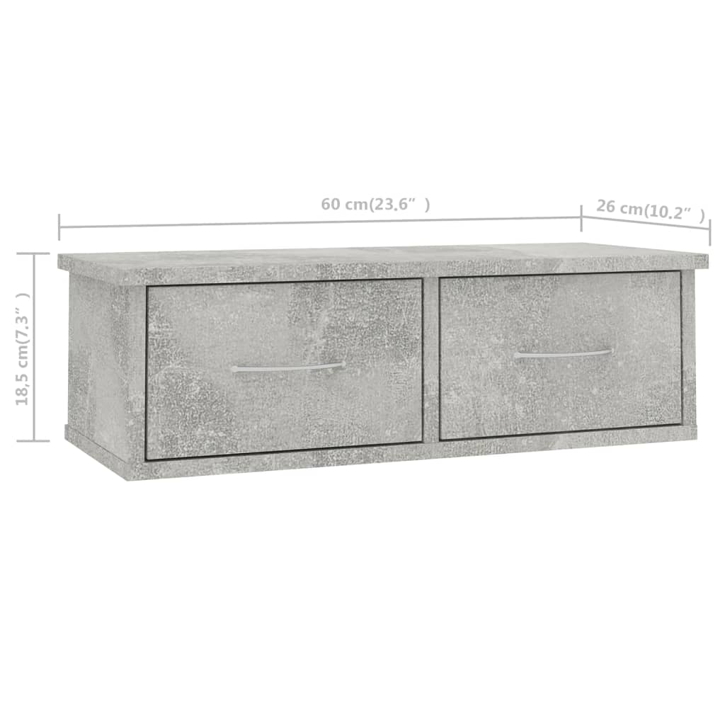 Wall-mounted Drawer Shelf Concrete Grey 60x26x18.5 cm Engineered Wood