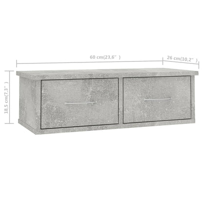 Wall-mounted Drawer Shelf Concrete Grey 60x26x18.5 cm Engineered Wood