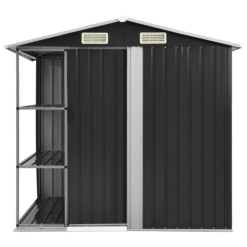 Garden Shed with Rack Anthracite 205x130x183 cm Iron