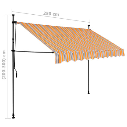 Manual Retractable Awning with LED 250 cm Yellow and Blue