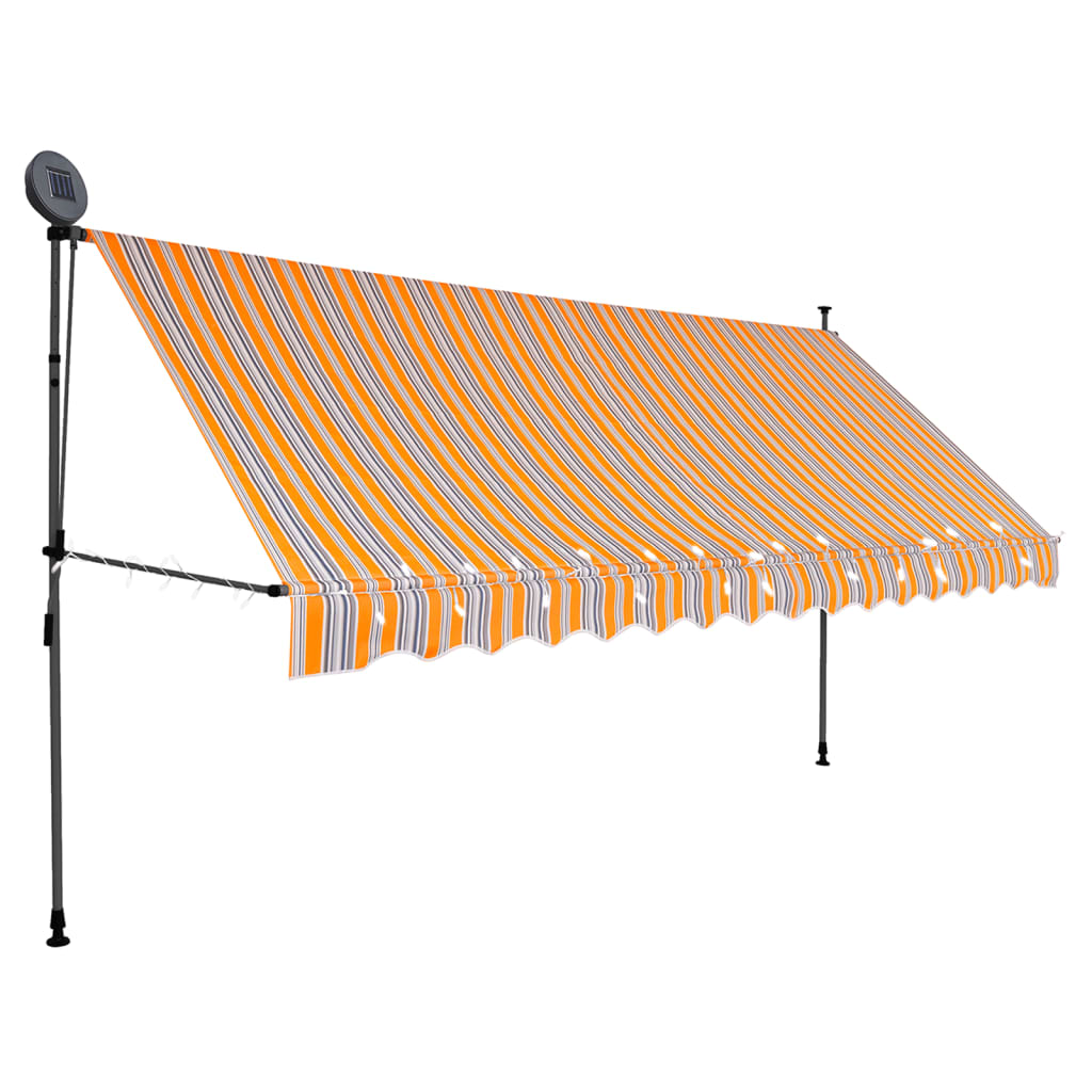 Manual Retractable Awning with LED 400 cm Yellow and Blue