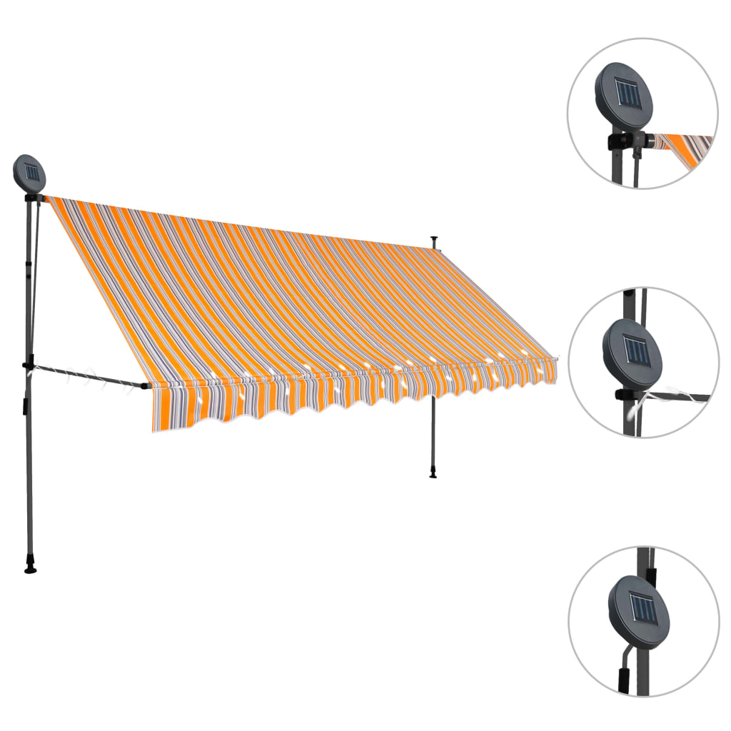 Manual Retractable Awning with LED 400 cm Yellow and Blue