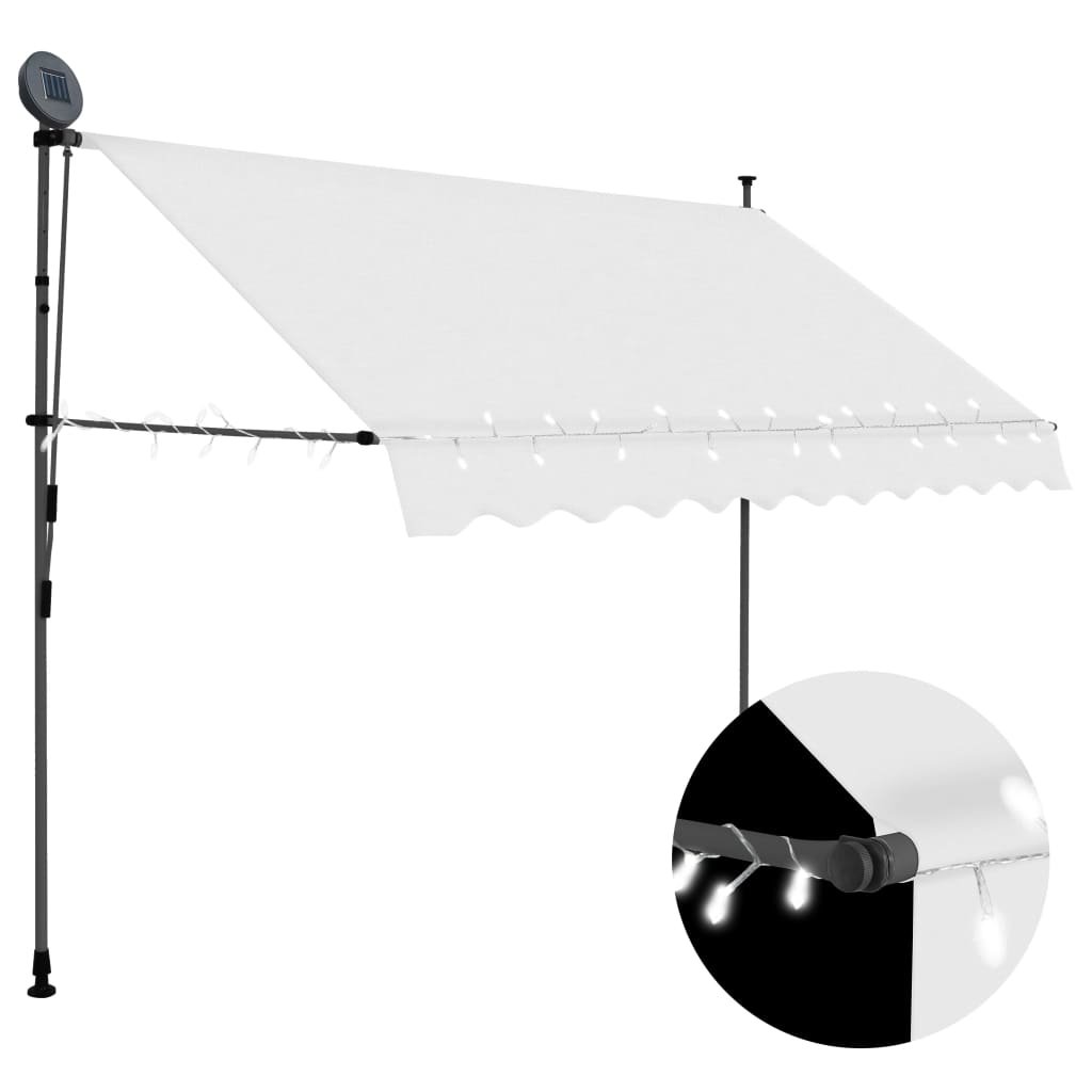 Manual Retractable Awning with LED 300 cm Cream