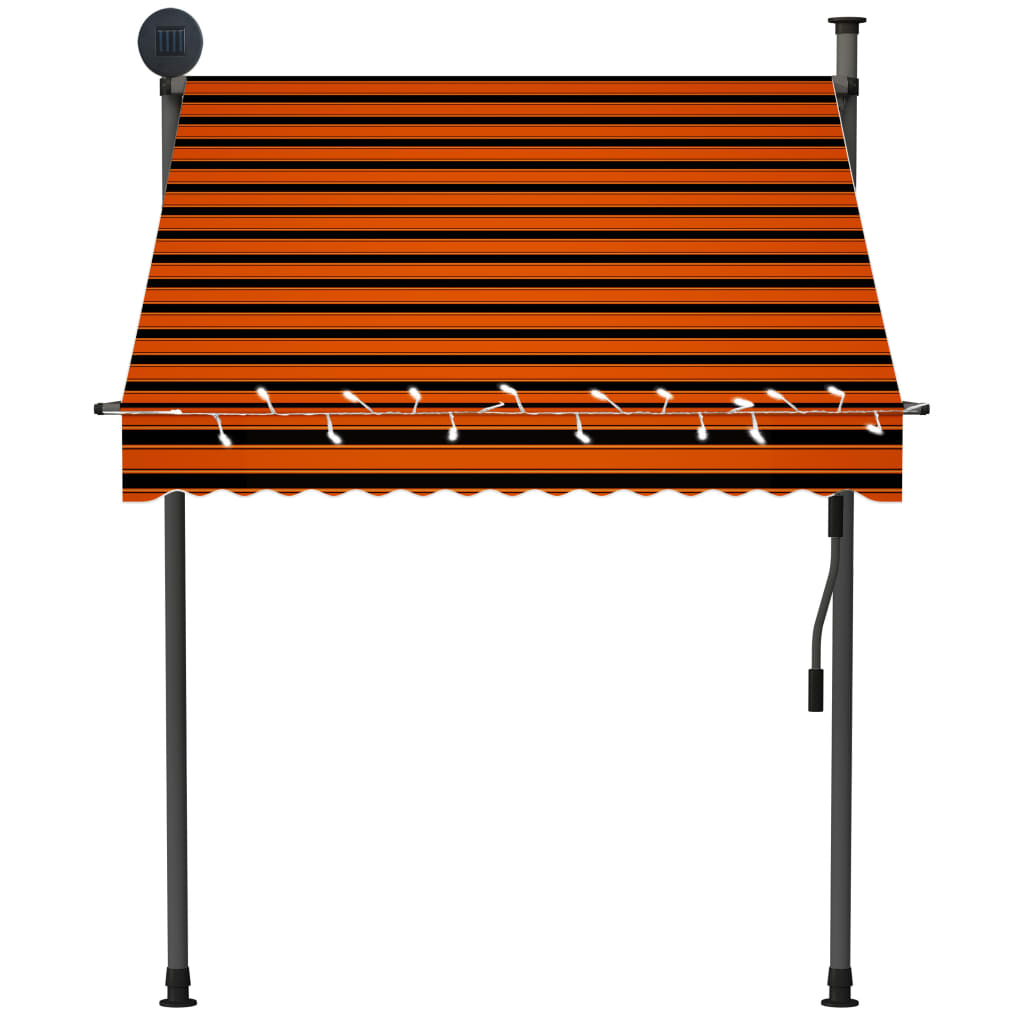 Manual Retractable Awning with LED 150 cm Orange and Brown