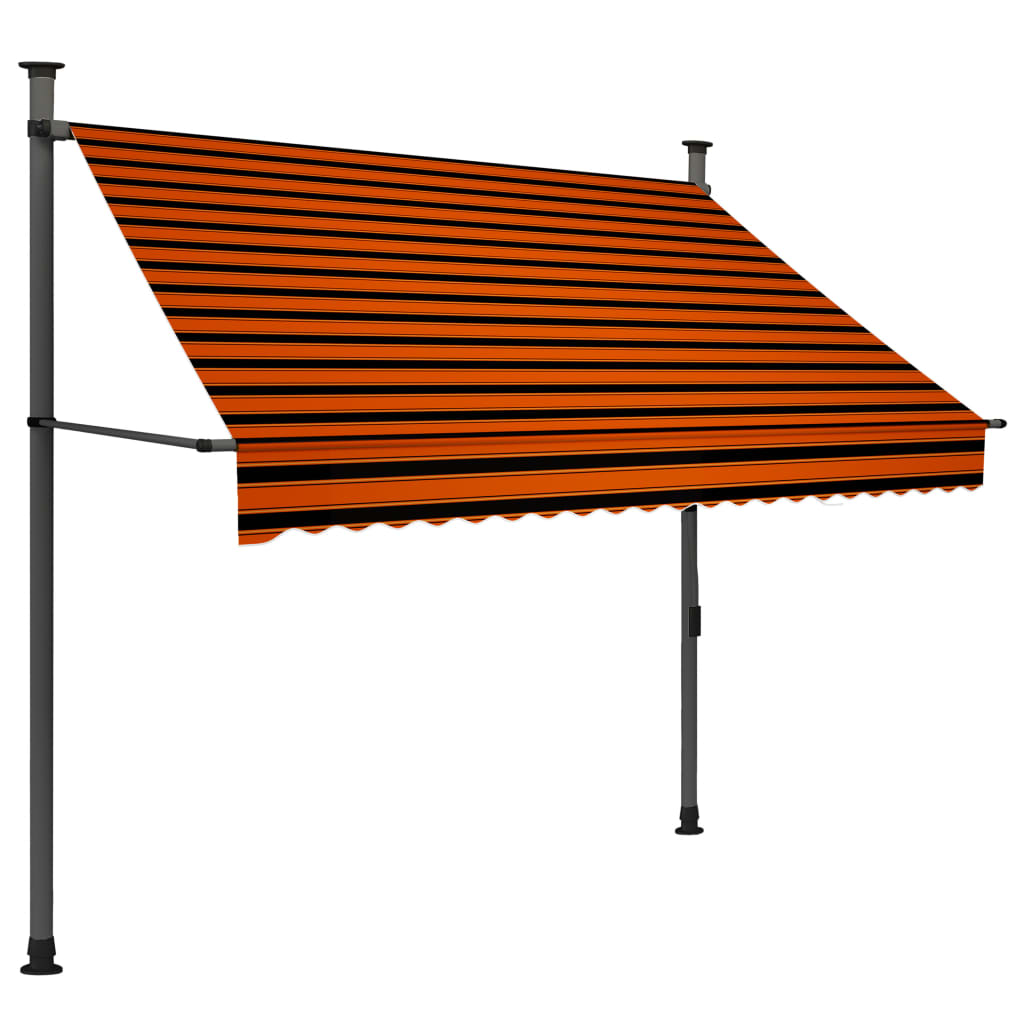 Manual Retractable Awning with LED 200 cm Orange and Brown