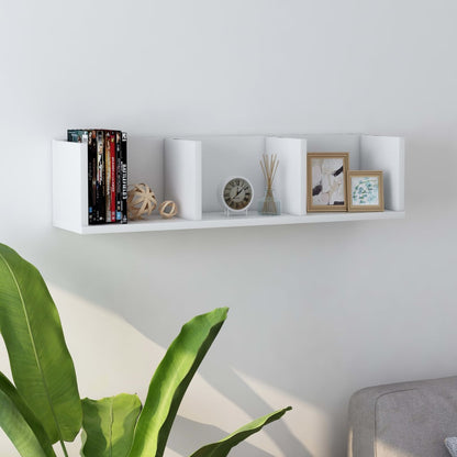 CD Wall Shelf White 75x18x18 cm Engineered Wood