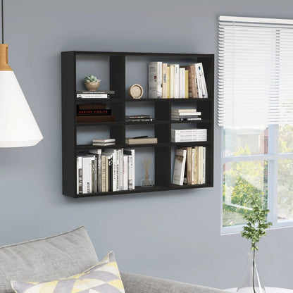 Wall Shelf Black 90x16x78 cm Engineered Wood