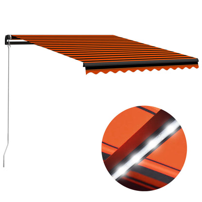 Manual Retractable Awning with LED 300x250 cm Orange and Brown