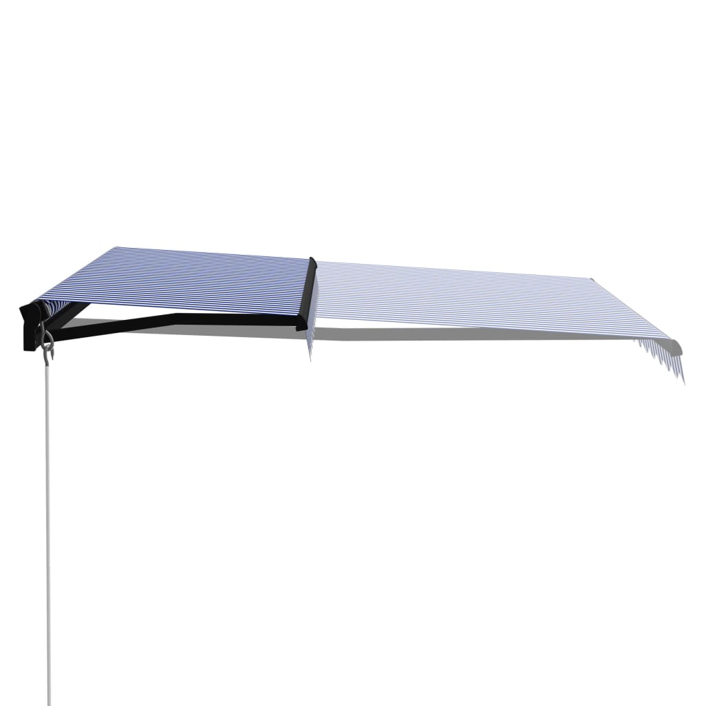 Manual Retractable Awning with LED 350x250 cm Blue and White