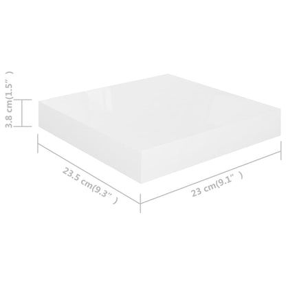 Floating Wall Shelf High Gloss White 23x23.5x3.8 cm MDF