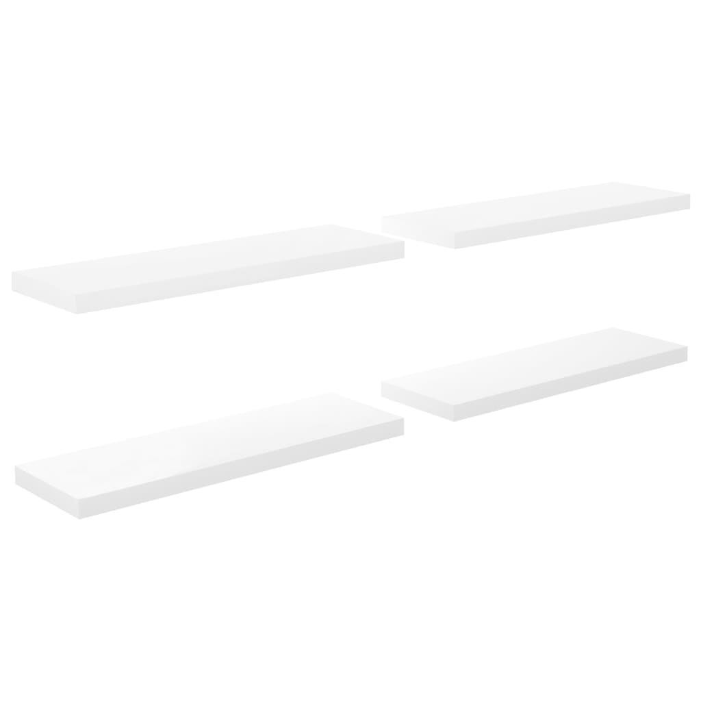 Floating Wall Shelves 4 pcs High Gloss White 80x23.5x3.8 cm MDF