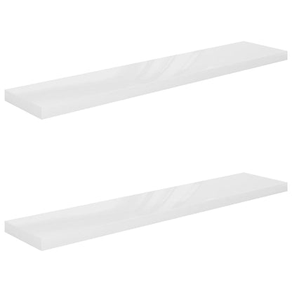 Floating Wall Shelves 2 pcs High Gloss White 120x23.5x3.8 cm MDF