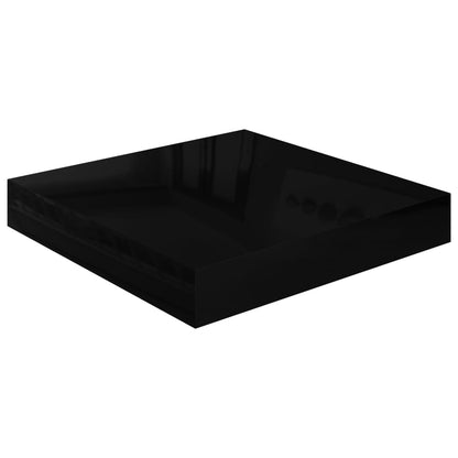 Floating Wall Shelves 4 pcs High Gloss Black 23x23.5x3.8 cm MDF