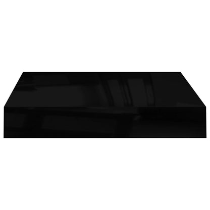 Floating Wall Shelves 4 pcs High Gloss Black 23x23.5x3.8 cm MDF