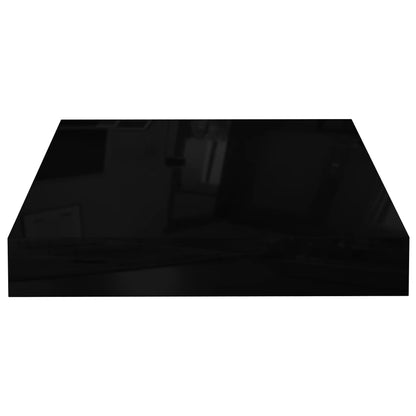 Floating Wall Shelves 4 pcs High Gloss Black 23x23.5x3.8 cm MDF