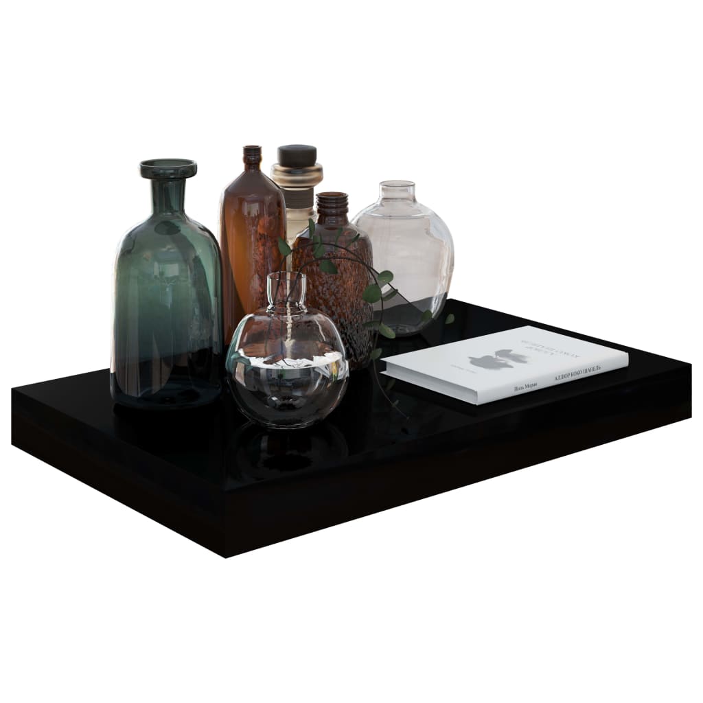 Floating Wall Shelf High Gloss Black 40x23x3.8 cm MDF