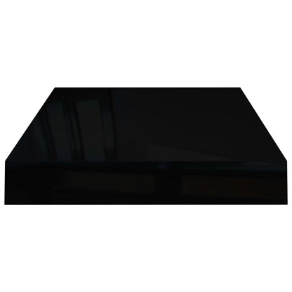 Floating Wall Shelf High Gloss Black 40x23x3.8 cm MDF