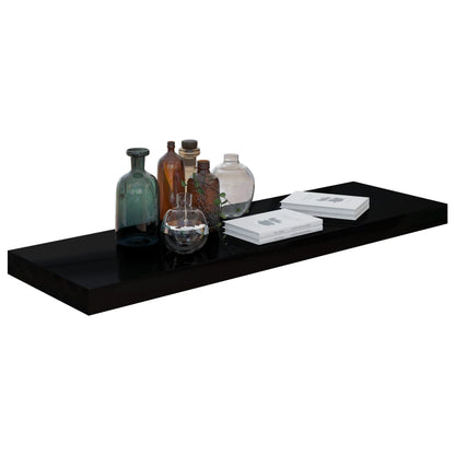 Floating Wall Shelves 4 pcs High Gloss Black 80x23.5x3.8 cm MDF