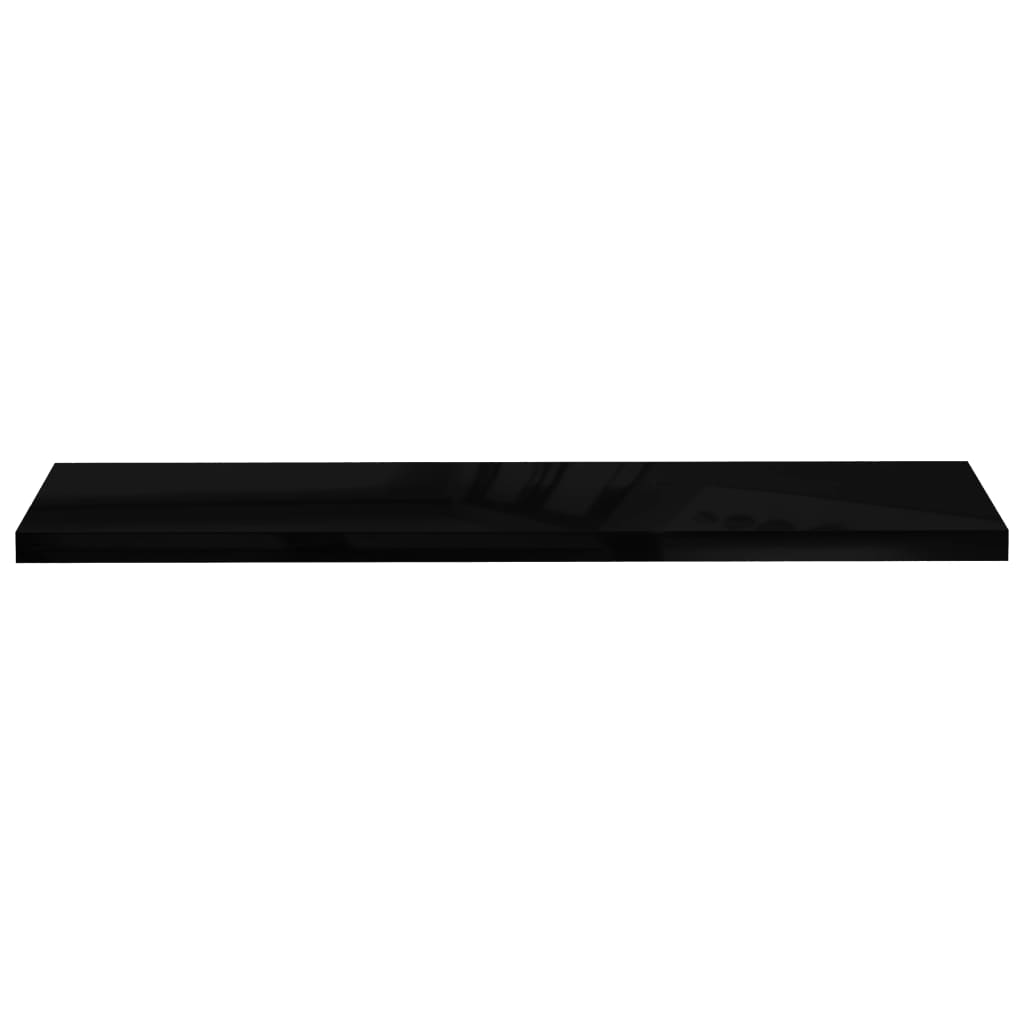 Floating Wall Shelves 2 pcs High Gloss Black 120x23.5x3.8 cm MDF