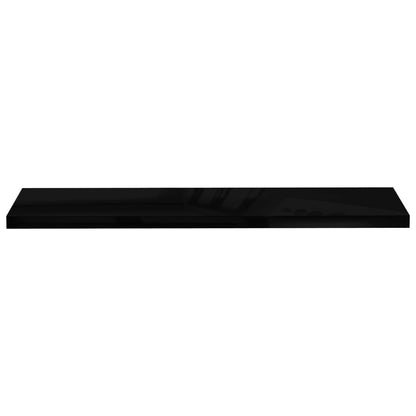 Floating Wall Shelves 2 pcs High Gloss Black 120x23.5x3.8 cm MDF