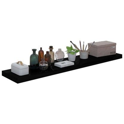 Floating Wall Shelves 2 pcs High Gloss Black 120x23.5x3.8 cm MDF