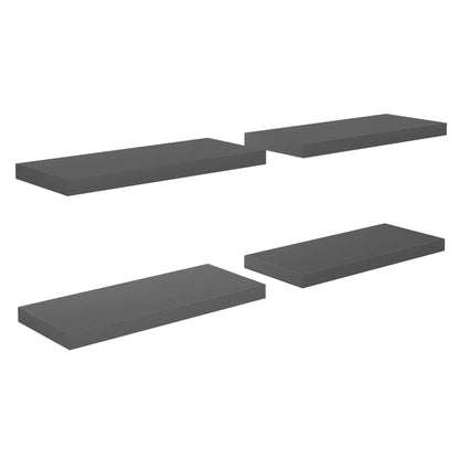 Floating Wall Shelves 4 pcs High Gloss Grey 60x23.5x3.8 cm MDF