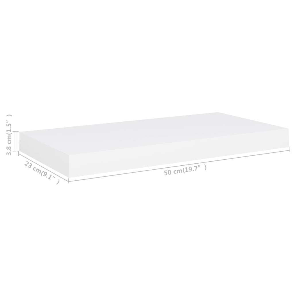 Floating Wall Shelves 2 pcs White 50x23x3.8 cm MDF