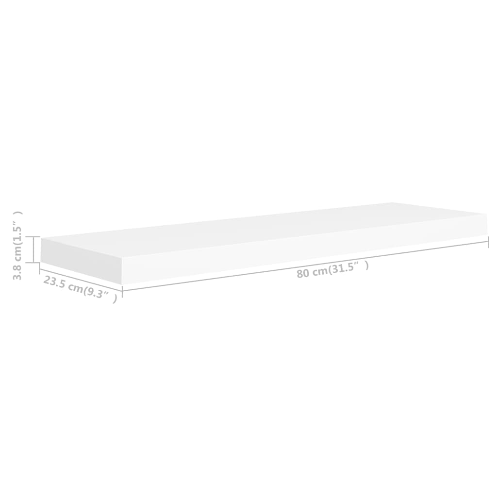 Floating Wall Shelves 4 pcs White 80x23.5x3.8 cm MDF