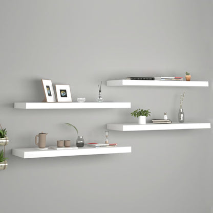 Floating Wall Shelves 4 pcs White 80x23.5x3.8 cm MDF