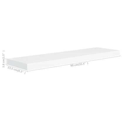 Floating Wall Shelves 4 pcs White 90x23.5x3.8 cm MDF