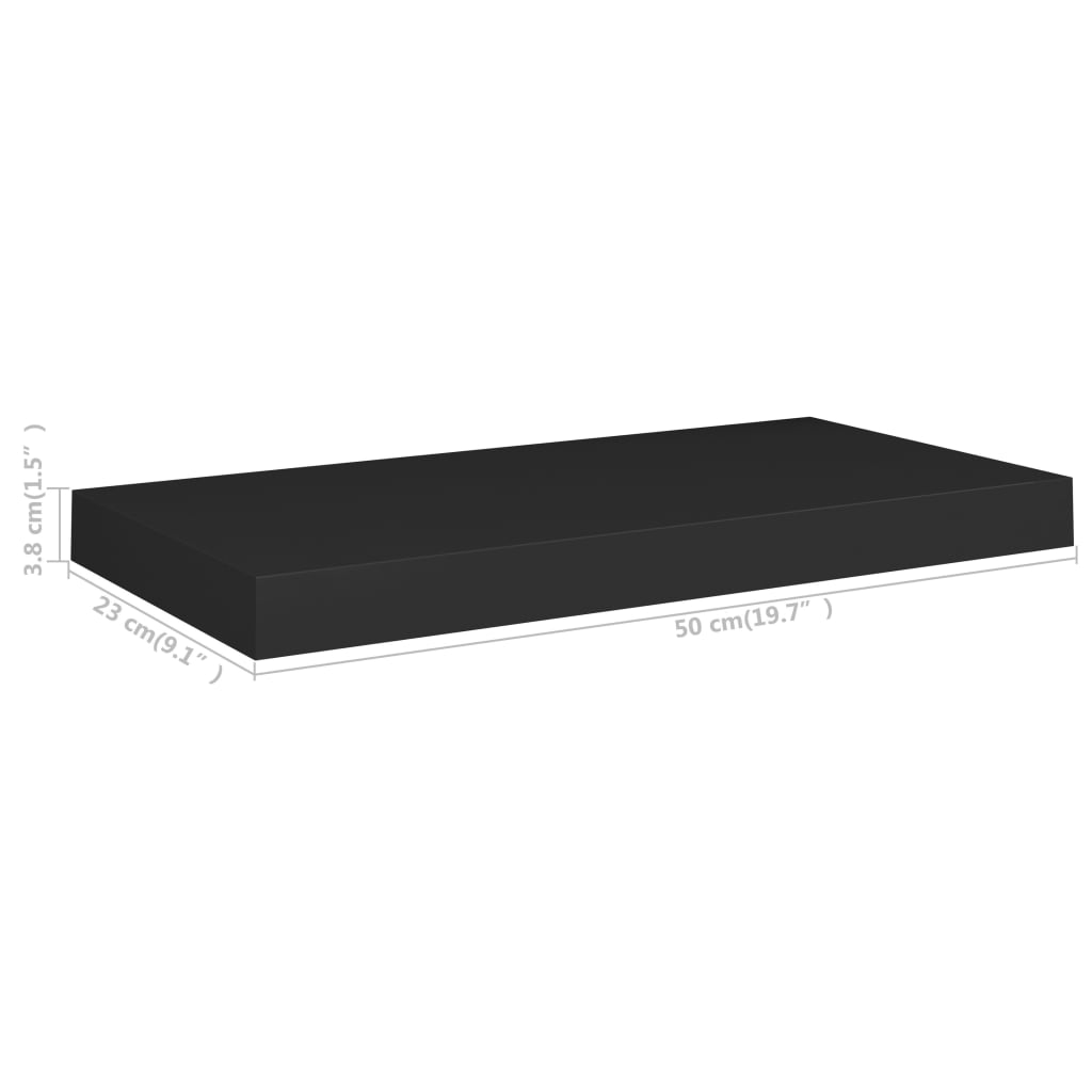 Floating Wall Shelves 2 pcs Black 50x23x3.8 cm MDF