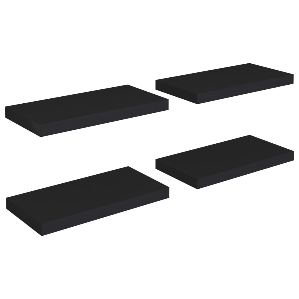 Floating Wall Shelves 4 pcs Black 50x23x3.8 cm MDF