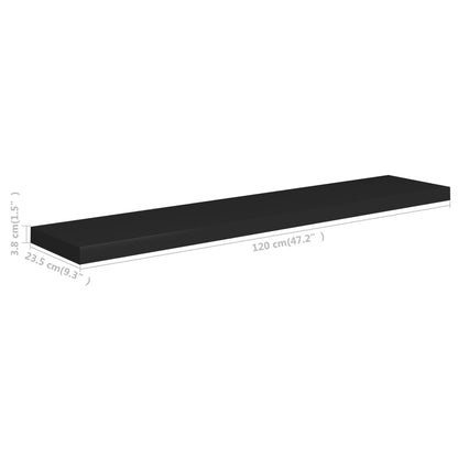 Floating Wall Shelf Black 120x23.5x3.8 cm MDF