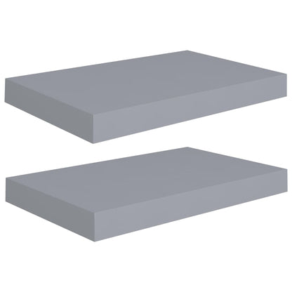 Floating Wall Shelves 2 pcs Grey 40x23x3.8 cm MDF