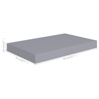 Floating Wall Shelves 2 pcs Grey 40x23x3.8 cm MDF