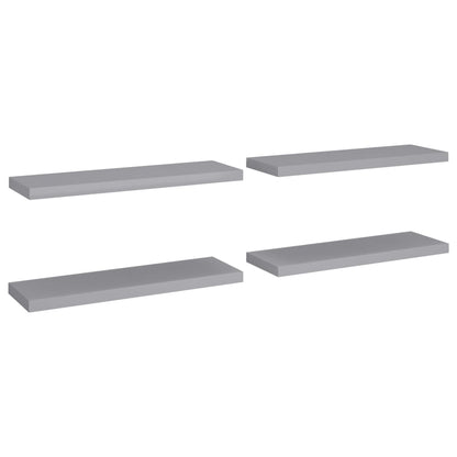 Floating Wall Shelves 4 pcs Grey 80x23.5x3.8 cm MDF