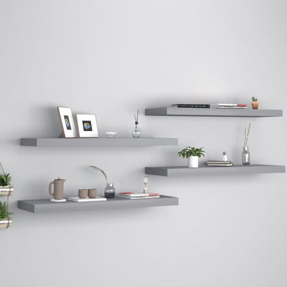 Floating Wall Shelves 4 pcs Grey 80x23.5x3.8 cm MDF