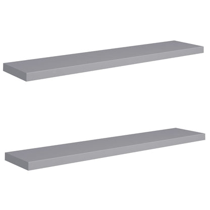 Floating Wall Shelves 2 pcs Grey 120x23.5x3.8 cm MDF