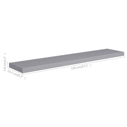 Floating Wall Shelves 2 pcs Grey 120x23.5x3.8 cm MDF