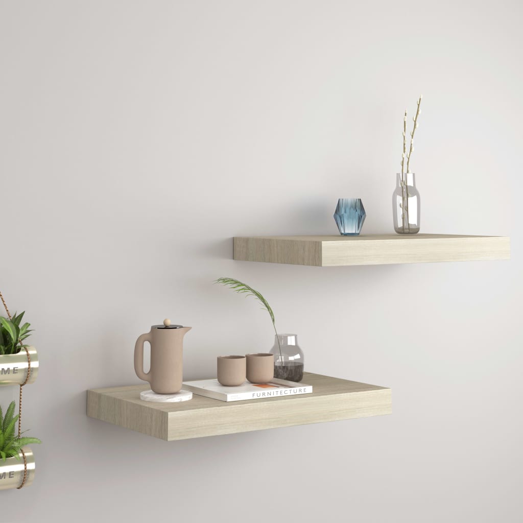 Floating Wall Shelves 2 pcs Oak 40x23x3.8 cm MDF