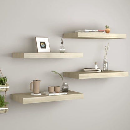 Floating Wall Shelves 4 pcs Oak 50x23x3.8 cm MDF